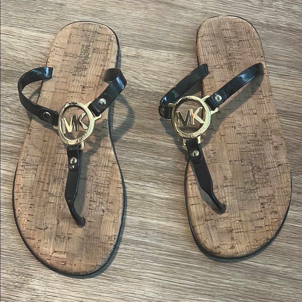 Michael Kors Black and Gold Sandals